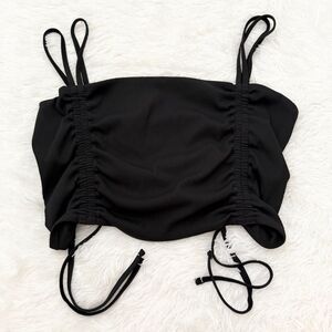 Women Aerie Ruched Camisole Cropped Top in Black Size Extra Large